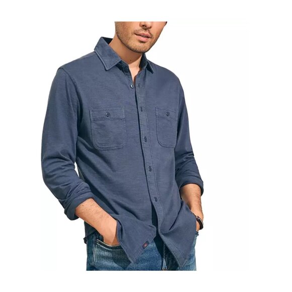 Faherty Men knit season shirt, Gray/blue, Size L - Picture 2 of 12